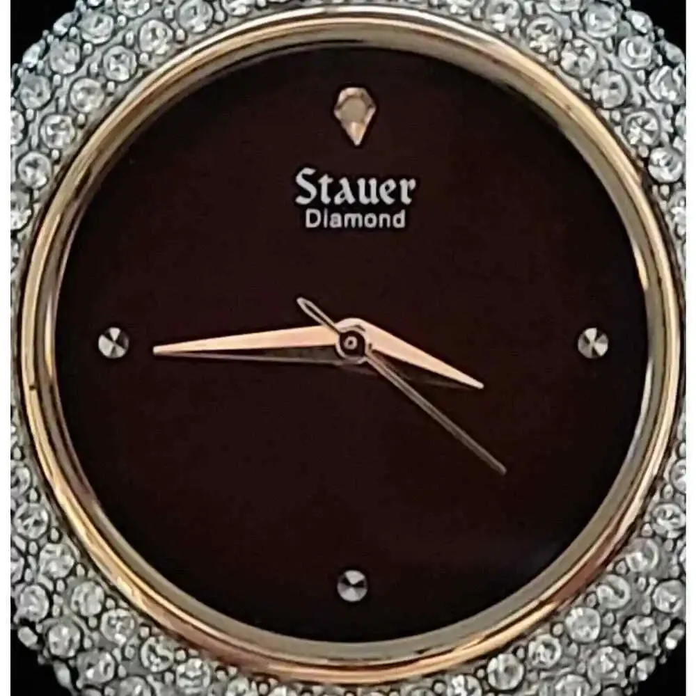 Stauer Women's Diamond Watch Brown Face Smooth Leather Wrist Band SR130BR NEW